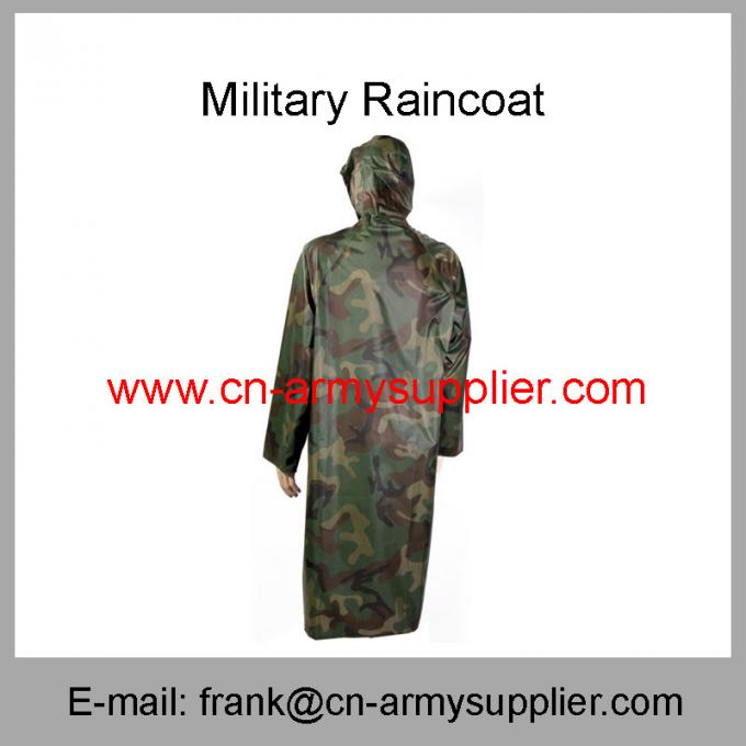 Wholesale Cheap China Army Woodland Camouflage Long Overcoat Style Military Raincoat