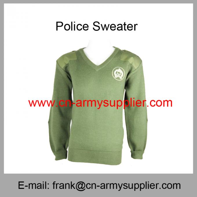 Wholesale Cheap China Military Wool Acrylic Polyester Army Green Police Sweater