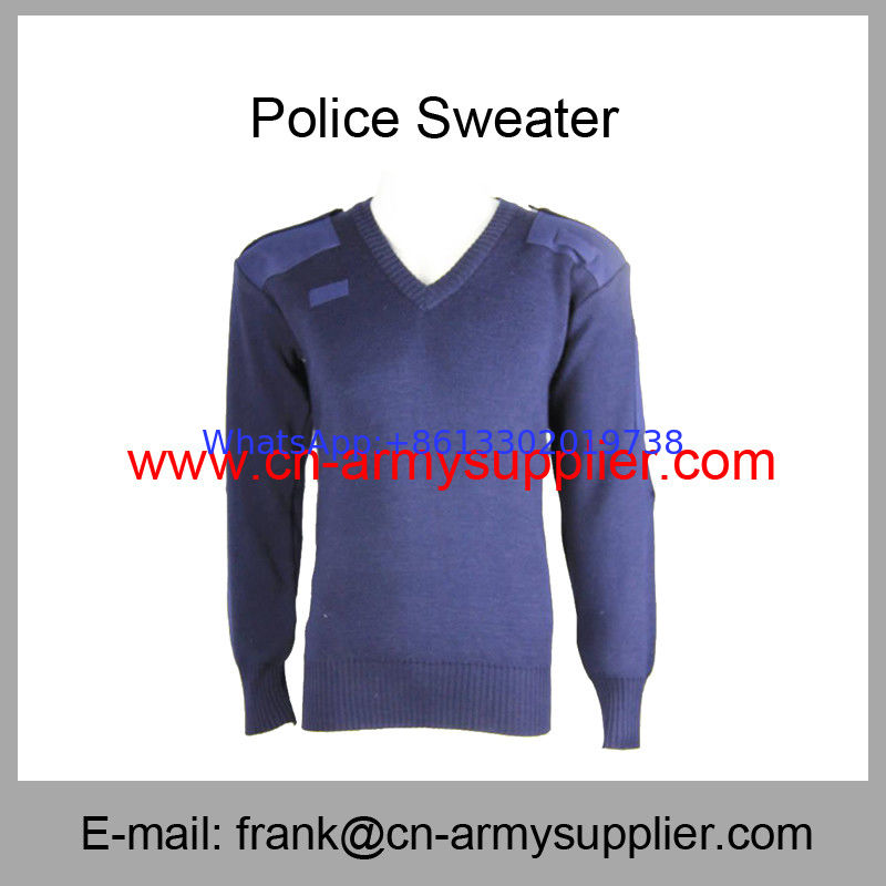 Wholesale Cheap China Army Navy Blue Military Sweater With Elbow Shoulder Patch